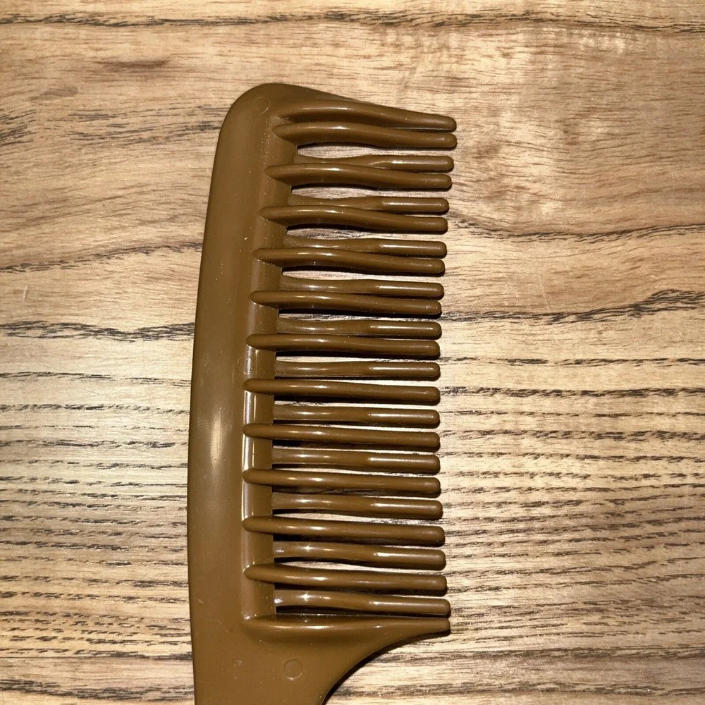 Vintage Double Row Detangling‎ Wide Tooth Handle Hair Comb Brown 8.25